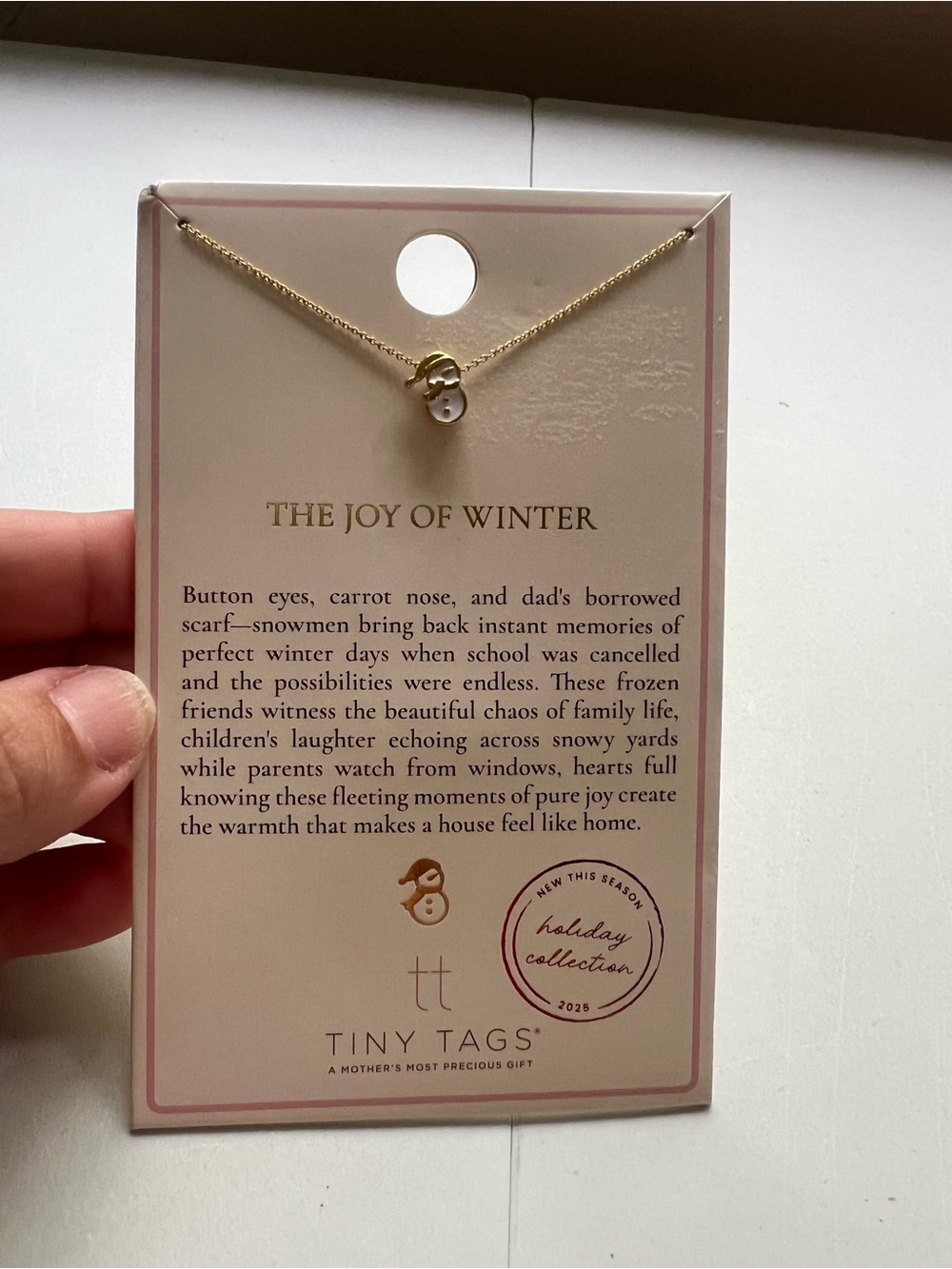 Gold Snowman Pendant Necklace - White Snowman Charm